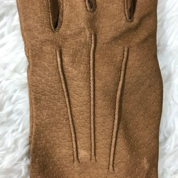 Newport News Genuine Leather Triple Top Seam Camel Gloves - Picture 5 of 9